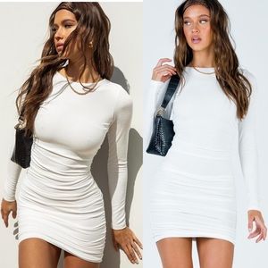 Princess Polly Newton White Long Sleeve Mini Dress